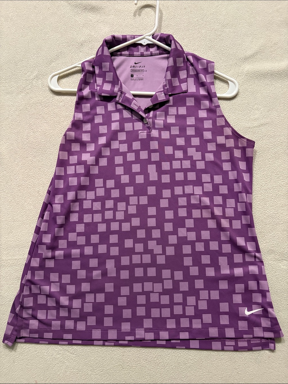 Nike Purple Geometric Dri-FIT Sleeveless Polo Tank